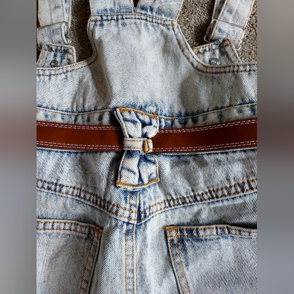Vintage 80s Jordache Bow Detail Overall Jumpsuit with Western Belt - Picture 14 of 16